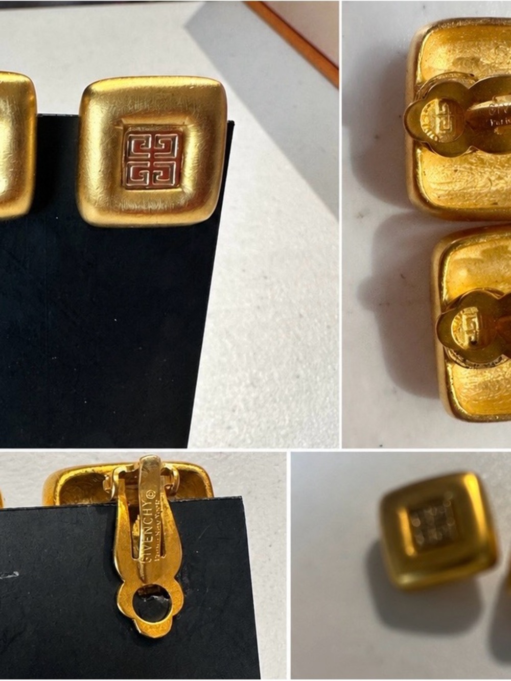 Vintage Givenchy 4G Logo clip-on earrings/gold toned/ signed - Picture 4 of 4